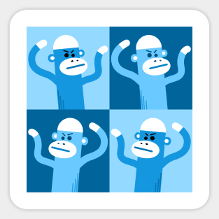 Sock monkey swarm blue Sticker